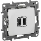 Зарядное устройство с двумя USB-разьемами тип C-тип С 240В/5В 3000мА - Etika - Цвет Белый