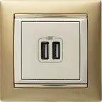 VALENA Розетка двойная USB слоновая кость