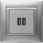 VALENA Розетка двойная USB алюминий