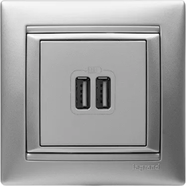 VALENA Розетка двойная USB алюминий