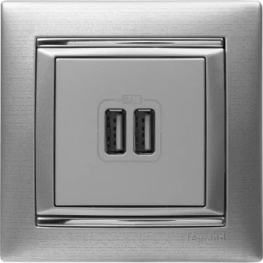 VALENA Розетка двойная USB алюминий