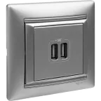 VALENA Розетка двойная USB алюминий
