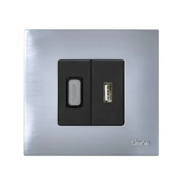 Simon 27 Розетка для подключения USB-разъёма 2.0, тип "А"(4*12мм), винтовое соединение, узкий модуль, S27, гр | 2701090-038 | Simon