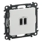 Valena LIFE.Зарядное устройство с двумя USB-разьемами тип C-тип С 240В/5В 3000мА.С лицевой панелью.Цвет Белый