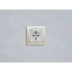 VALENA Розетка с заземлением с крышкой со шторками белая
