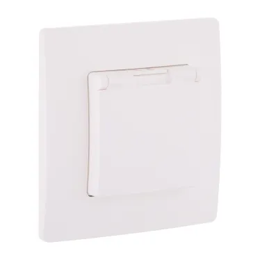 Розетка с заземлением IP44 - Legrand Etika - со шторками с защитной крышкой 16А 250В винтовые зажимы - белая