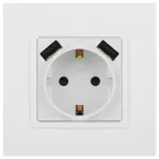 Розетка Elegance 14-4109-01М 2P+E 16A-250В, штор. с 2xUSB 5В-3А, белый матовый
