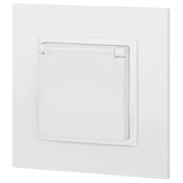 Розетка Elegance 14-2103-01М 2P+E Schuko со шторками с крышкой, 16А-250В, белый матовый