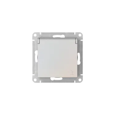 ATLASDESIGN РОЗЕТКА с заземл. со шторк. с крышкой, 16А, IP20,мех., быстрозажим. клем., ЖЕМЧУГ