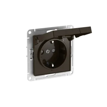 ATLASDESIGN РОЗЕТКА с заземл. со шторк. с крышкой, 16А,IP20,мех., быстрозажим. клем., МОККО