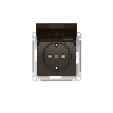 ATLASDESIGN РОЗЕТКА с заземл. со шторк. с крышкой, 16А,IP20,мех., быстрозажим. клем., МОККО