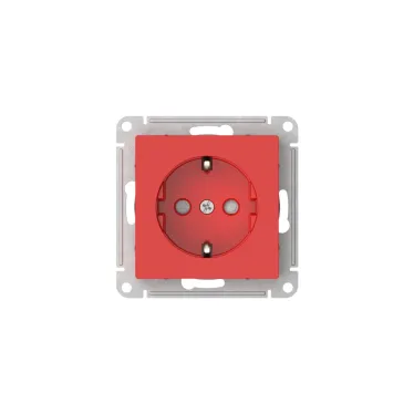 ATLASDESIGN РОЗЕТКА с заземлением со шторками, 16А, мех., быстрозажим. клем., КРАСНЫЙ