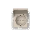 ATLASDESIGN РОЗЕТКА с заземл. со шторк. с крышкой, 16А,IP20,мех., быстрозажим. клем., ПЕСОЧНЫЙ