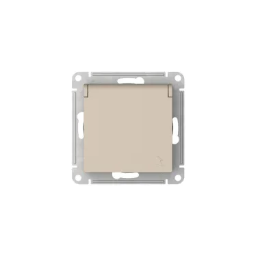 ATLASDESIGN РОЗЕТКА с заземл. со шторк. с крышкой, 16А,IP20,мех., быстрозажим. клем., ПЕСОЧНЫЙ
