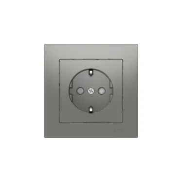 ATLASDESIGN РОЗЕТКА с заземлением со шторками, 16А, в сборе, быстрозажим. клем., СТАЛЬ