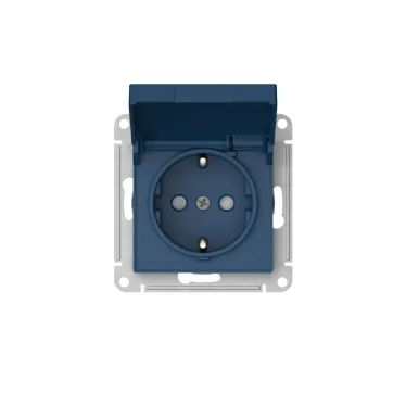 ATLASDESIGN РОЗЕТКА с заземл. со шторк. с крышкой,16А, IP20, мех., быстрозажим. клем., АКВАМАРИН
