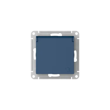ATLASDESIGN РОЗЕТКА с заземл. со шторк. с крышкой,16А, IP20, мех., быстрозажим. клем., АКВАМАРИН