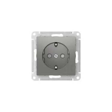 ATLASDESIGN РОЗЕТКА с заземлением со шторками, 16А, мех., быстрозажим. клем., СТАЛЬ