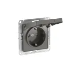ATLASDESIGN РОЗЕТКА с заземл. со шторк. с крышкой,16А,IP20,мех., быстрозажим. клем., СТАЛЬ