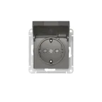 ATLASDESIGN РОЗЕТКА с заземл. со шторк. с крышкой,16А,IP20,мех., быстрозажим. клем., СТАЛЬ