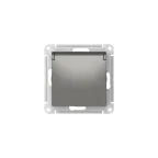 ATLASDESIGN РОЗЕТКА с заземл. со шторк. с крышкой,16А,IP20,мех., быстрозажим. клем., СТАЛЬ