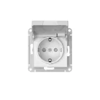 ATLASDESIGN РОЗЕТКА с заземл. со шторк. с крышкой,16А,IP20, мех., быстрозажим. клем., БЕЛЫЙ