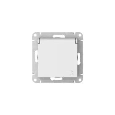 ATLASDESIGN РОЗЕТКА с заземл. со шторк. с крышкой,16А,IP20, мех., быстрозажим. клем., БЕЛЫЙ