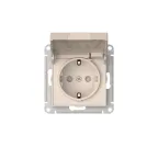 ATLASDESIGN РОЗЕТКА с заземл. со шторк. с крышкой, 16А,IP20,мех., быстрозажим. клем., БЕЖЕВЫЙ