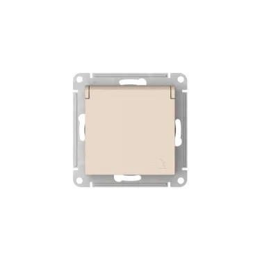 ATLASDESIGN РОЗЕТКА с заземл. со шторк. с крышкой, 16А,IP20,мех., быстрозажим. клем., БЕЖЕВЫЙ