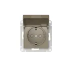 ATLASDESIGN РОЗЕТКА с заземл. со шторк. с крышкой,16А,IP20,мех., быстрозажим. клем., ШАМПАНЬ