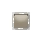 ATLASDESIGN РОЗЕТКА с заземл. со шторк. с крышкой,16А,IP20,мех., быстрозажим. клем., ШАМПАНЬ
