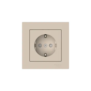 ATLASDESIGN РОЗЕТКА с заземлением со шторками, 16А, в сборе, быстрозажим. клем., ПЕСОЧНЫЙ
