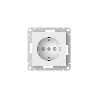 ATLASDESIGN РОЗЕТКА с заземлением со шторками, 16А, мех., быстрозажим. клем., БЕЛЫЙ