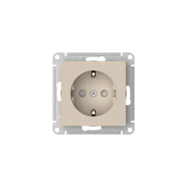 ATLASDESIGN РОЗЕТКА с заземлением со шторками, 16А, мех., быстрозажим. клем., ПЕСОЧНЫЙ