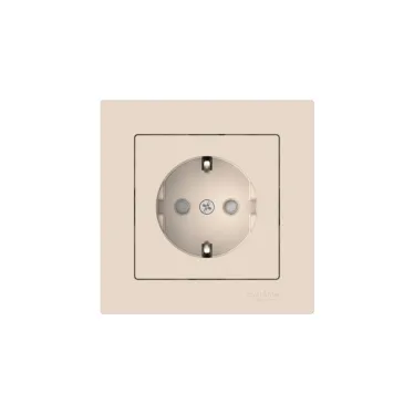 ATLASDESIGN РОЗЕТКА с заземлением со шторками, 16А, в сборе, быстрозажим. клем., БЕЖЕВЫЙ