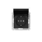 ATLASDESIGN РОЗЕТКА с заземл. со шторк. с крышкой,16А,IP20,мех., быстрозажим. клем., КАРБОН