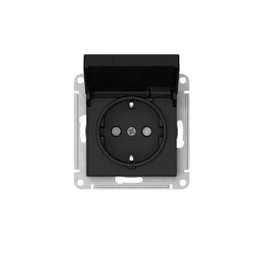 ATLASDESIGN РОЗЕТКА с заземл. со шторк. с крышкой,16А,IP20,мех., быстрозажим. клем., КАРБОН