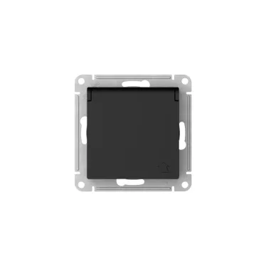 ATLASDESIGN РОЗЕТКА с заземл. со шторк. с крышкой,16А,IP20,мех., быстрозажим. клем., КАРБОН
