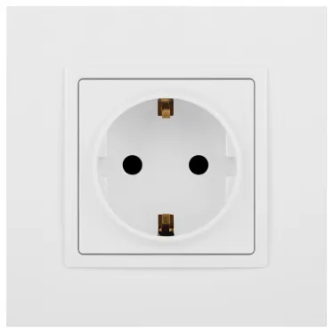 Розетка Elegance 14-2102-01М 2P+E Schuko со шторками, 16А-250В, белый матовый