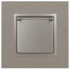 Розетка Elegance 14-2103-16 2P+E Schuko со шторками с крышкой, 16А-250В, титан