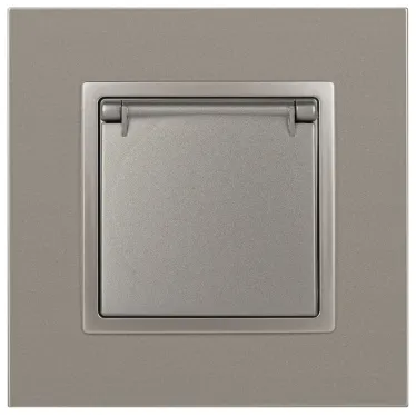 Розетка Elegance 14-2103-16 2P+E Schuko со шторками с крышкой, 16А-250В, титан