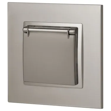 Розетка Elegance 14-2103-16 2P+E Schuko со шторками с крышкой, 16А-250В, титан