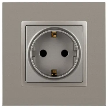 Розетка Elegance 14-2102-16 2P+E Schuko со шторками, 16А-250В, титан