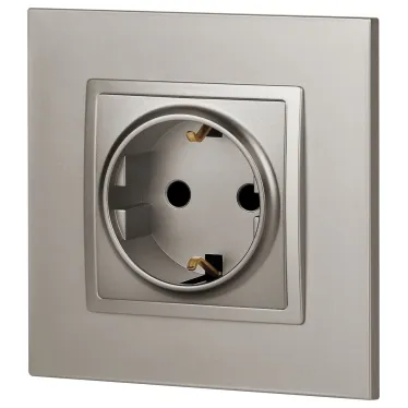 Розетка Elegance 14-2102-16 2P+E Schuko со шторками, 16А-250В, титан