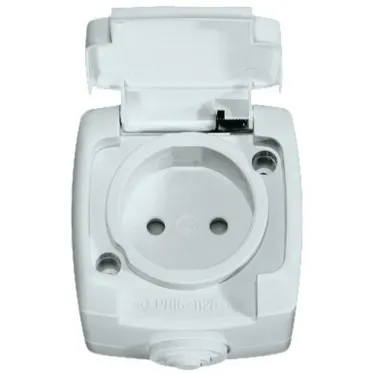 РОНДО О/У Белый Розетка с/з с защитными шторками 16А, IP44 | RA16-112B-BI | Schneider Electric