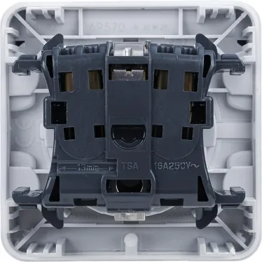 Plexo Серый Розетка с/з с крышкой безвинтовой зажим IP55 | 069570 | Legrand