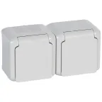 Quteo Серый Розетка 2-я с заземлением со шторками IP44 | 782353 | Legrand