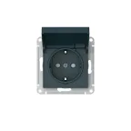 ATLASDESIGN РОЗЕТКА с заземл. со шторк. с крышкой, 16А, IP20, мех., быстрозажим. клем., ИЗУМРУД