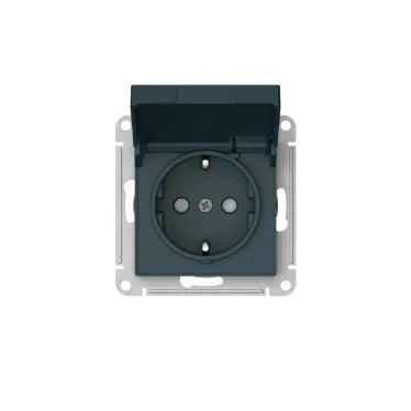 ATLASDESIGN РОЗЕТКА с заземл. со шторк. с крышкой, 16А, IP20, мех., быстрозажим. клем., ИЗУМРУД