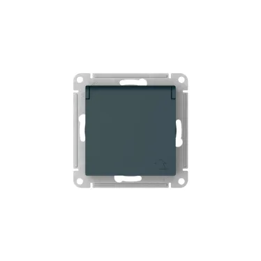 ATLASDESIGN РОЗЕТКА с заземл. со шторк. с крышкой, 16А, IP20, мех., быстрозажим. клем., ИЗУМРУД